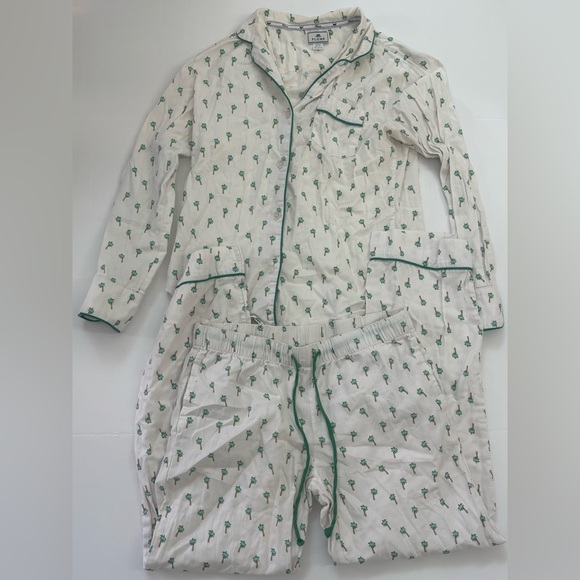 Petite Plume Palmier Cotton Pajama Pants Set Size Small - Picture 4 of 6